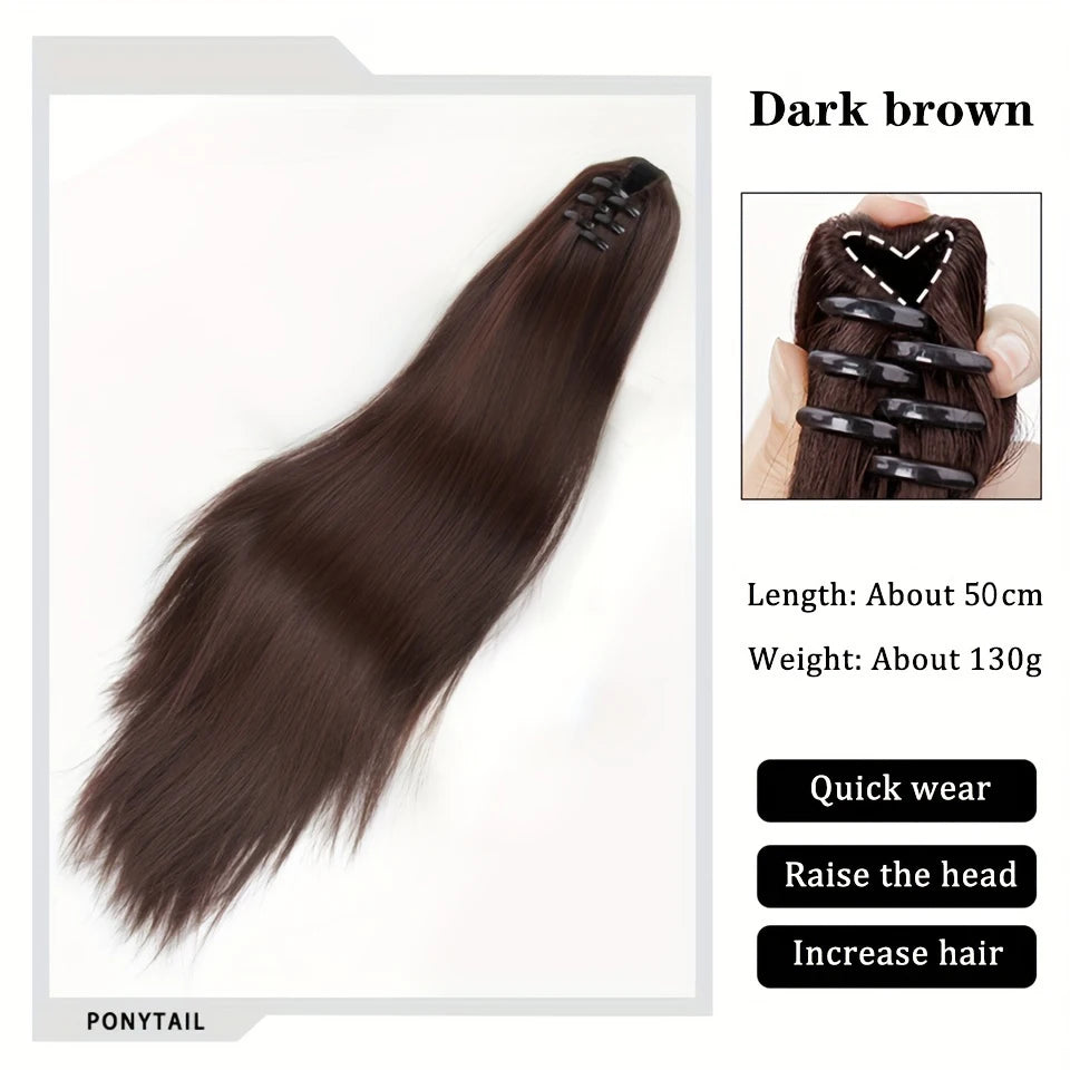Long Straight Claw Clip Ponytail Extension for Instant Voluminous Hair