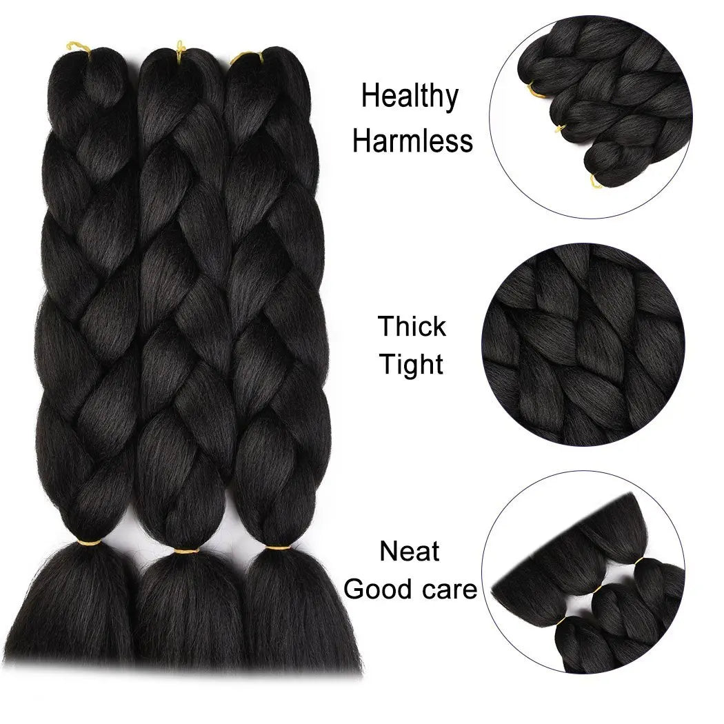 24-Inch Synthetic Jumbo Braiding Hair Extensions for Styling - 2