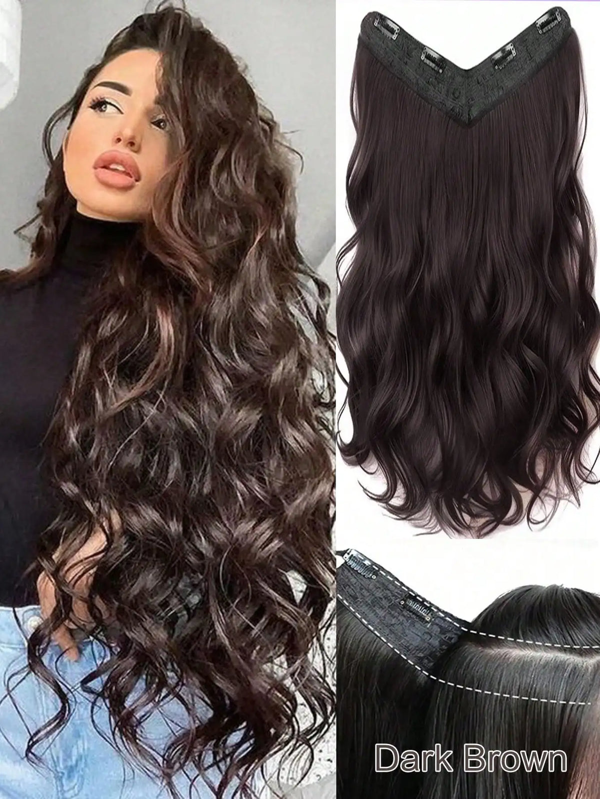 V-Shaped Long Wavy Clip-In Hair Extensions