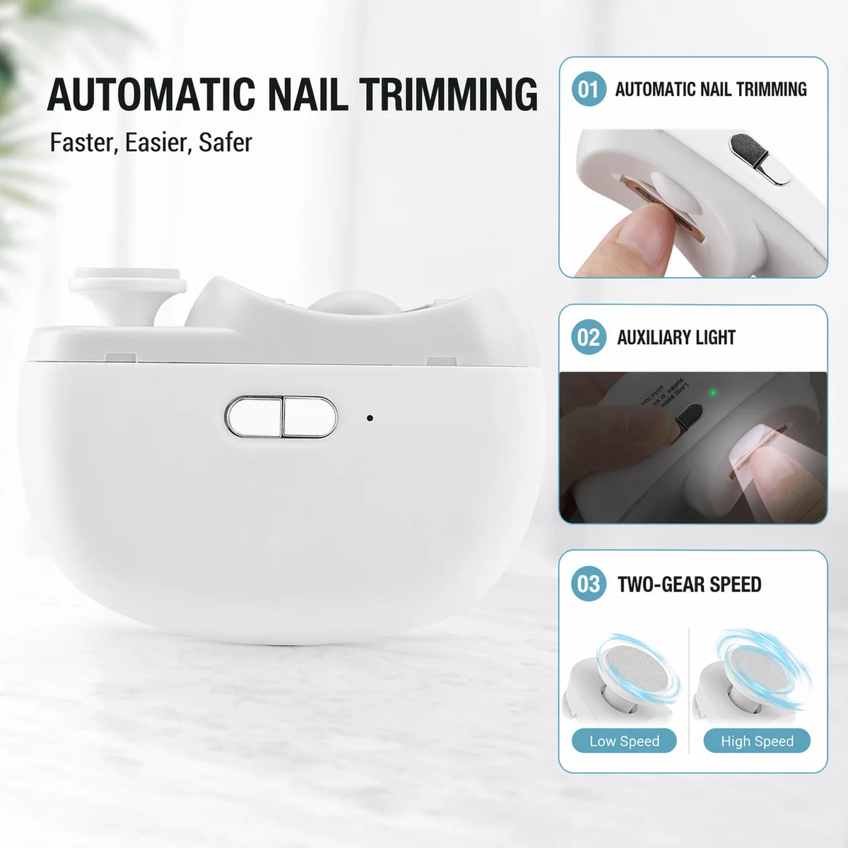 Electric Automatic Nail Clipper and Polisher for Safe Home Nail Care