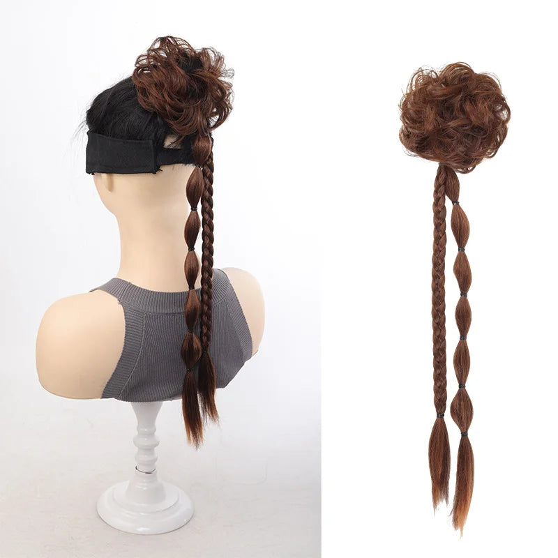 Bubble Braid Ponytail Extension with Messy Bun - 8