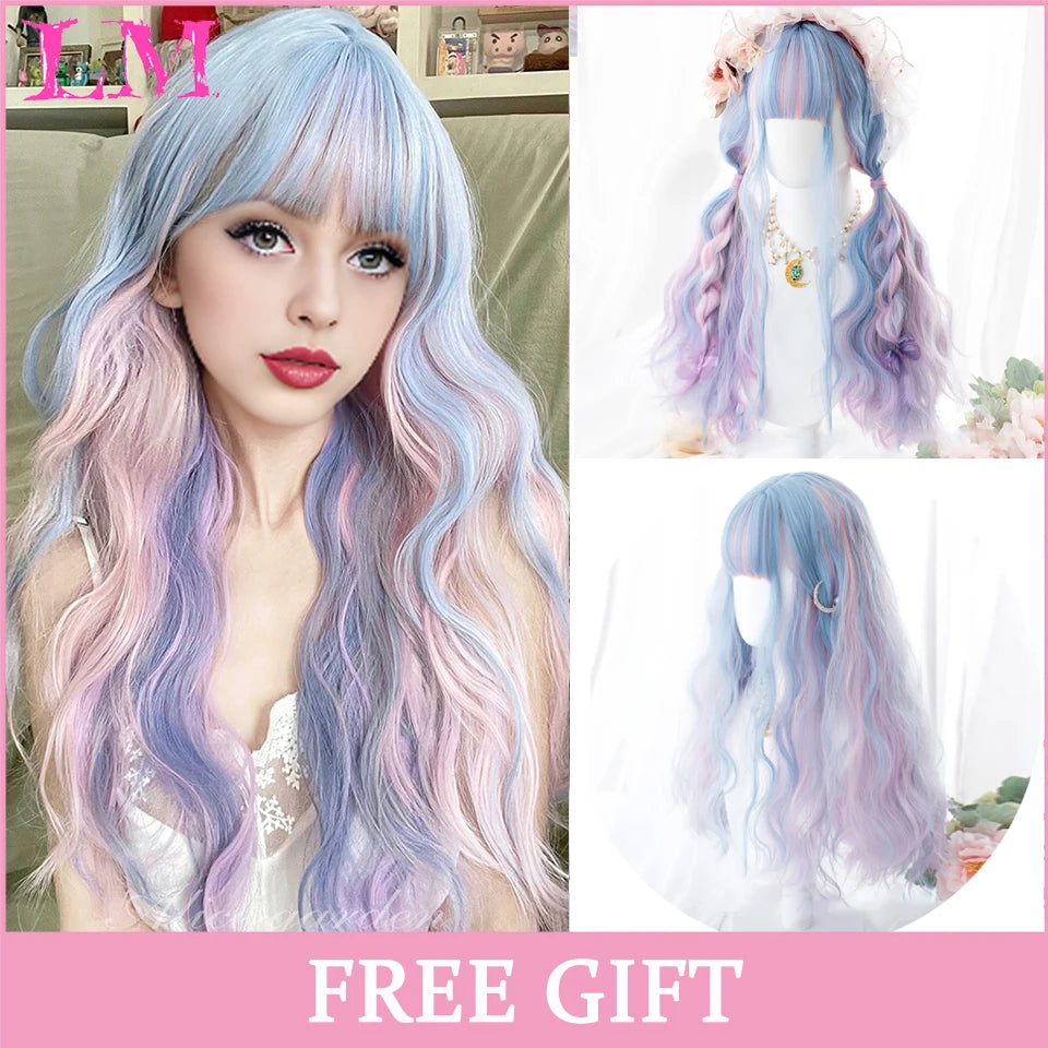 24-Inch Long Pink Cosplay Wig for Costumes - 53
