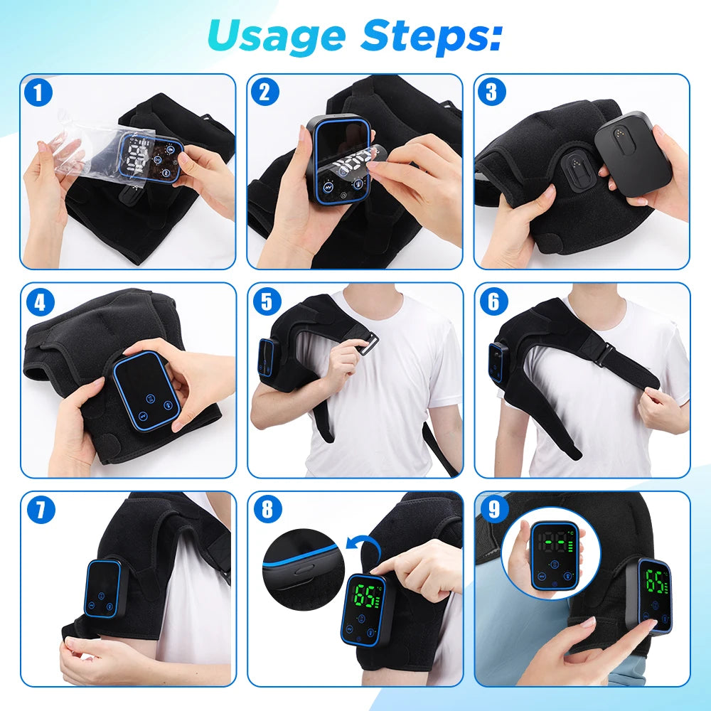 Cordless Heated Shoulder Massage Brace with App Control and Vibration