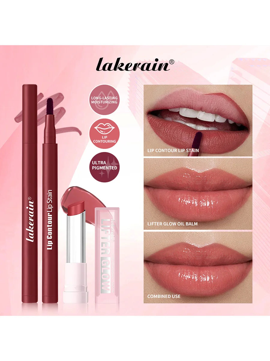 Long-Lasting Lip Contour Stain and Hydrating Glow Balm Makeup Kit