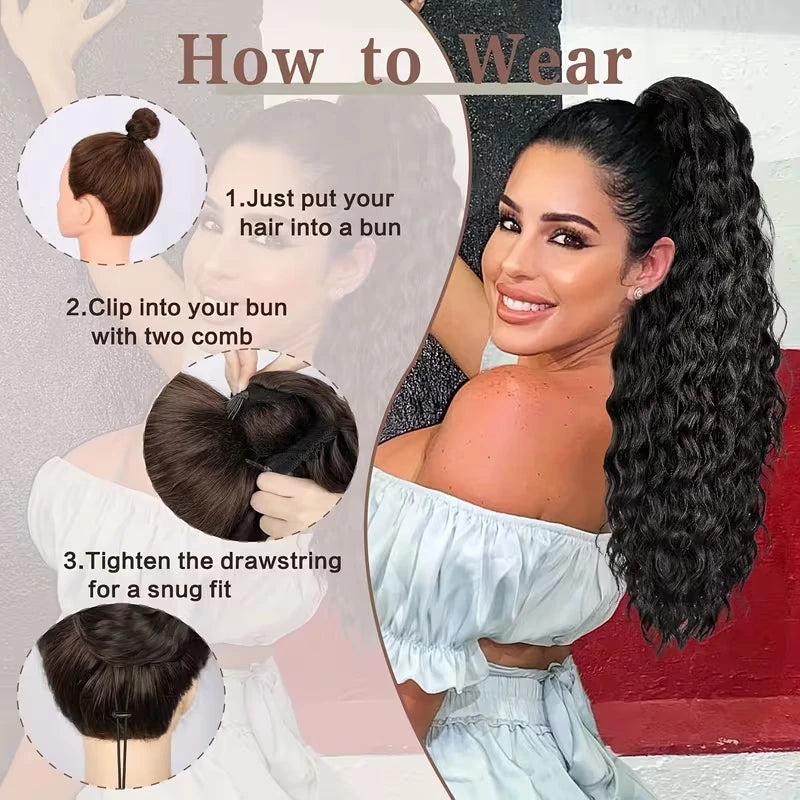 22-Inch Curly Drawstring Ponytail Hair Extension