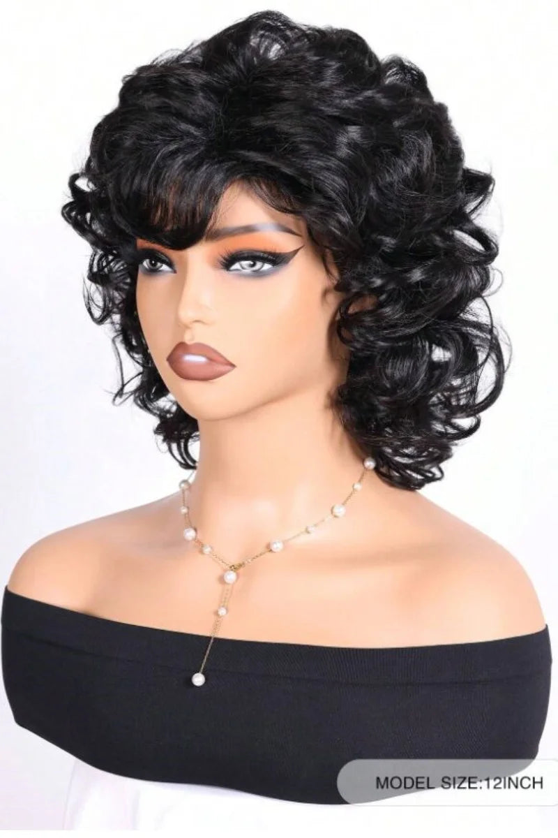Short Fluffy Curly Synthetic Wig for Daily Wear and Parties