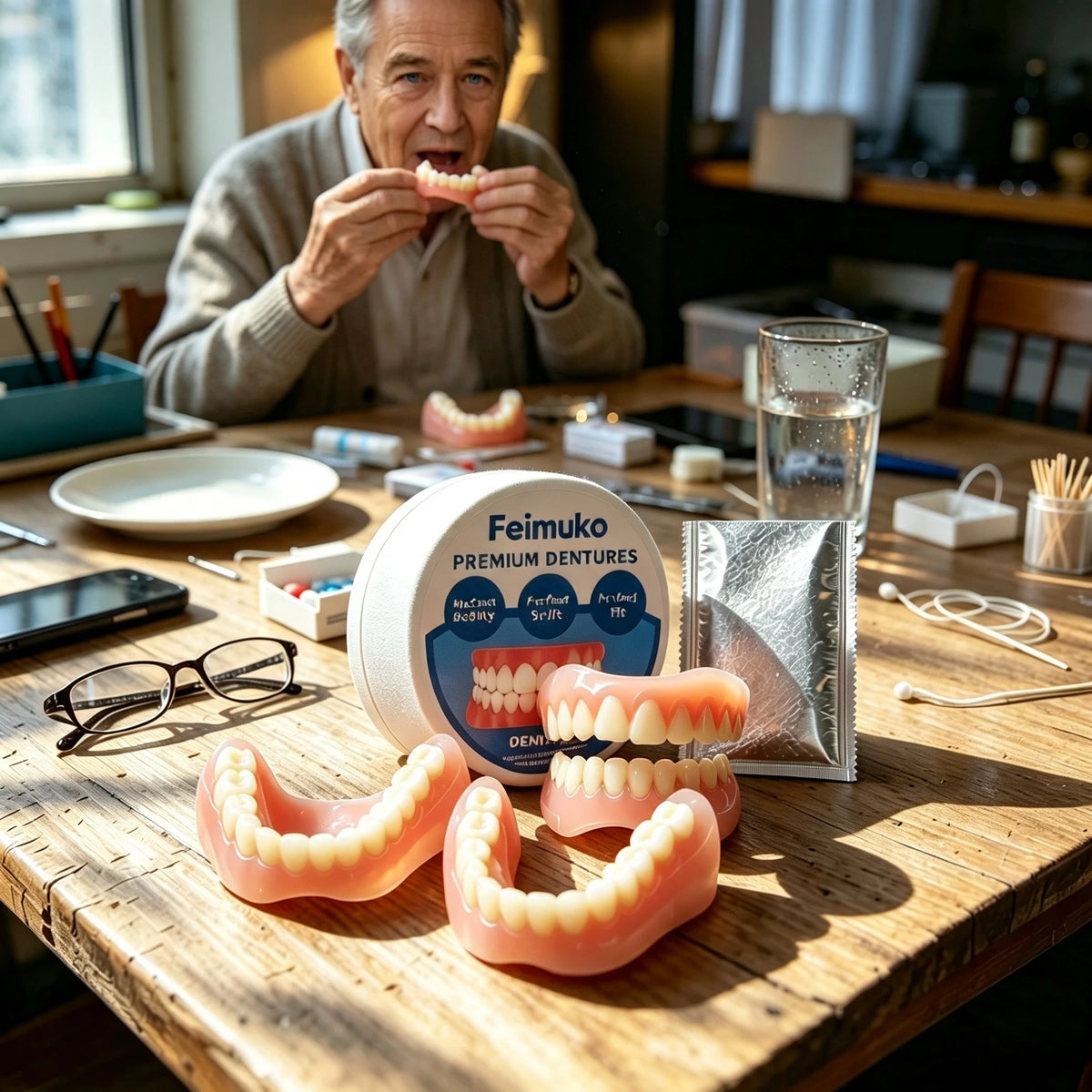 Comfortable Silicone Snap-On Dentures for Natural Smile and Instant Fit