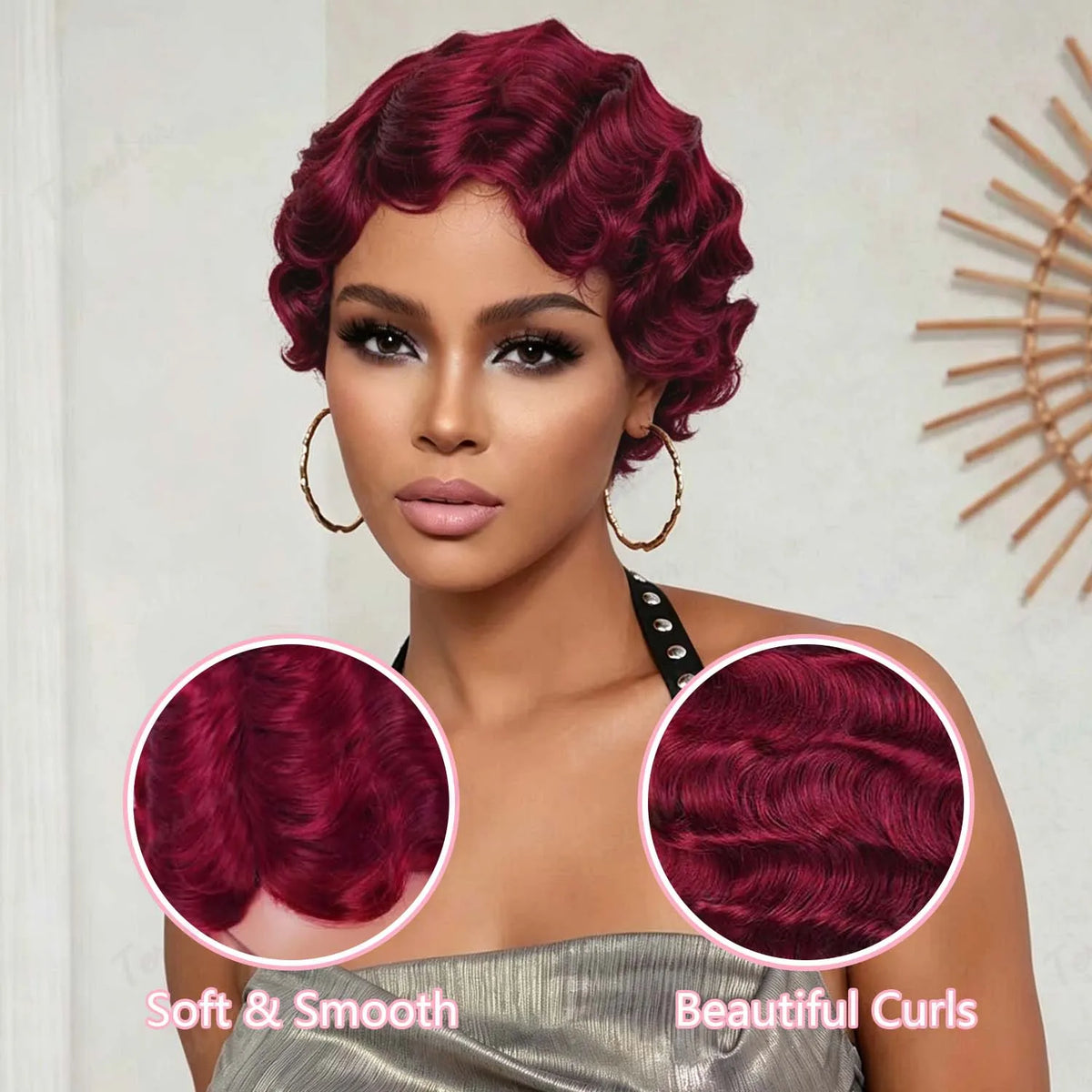 Short Finger Wave Pixie Cut Wig for Daily Wear and Vintage Style Parties