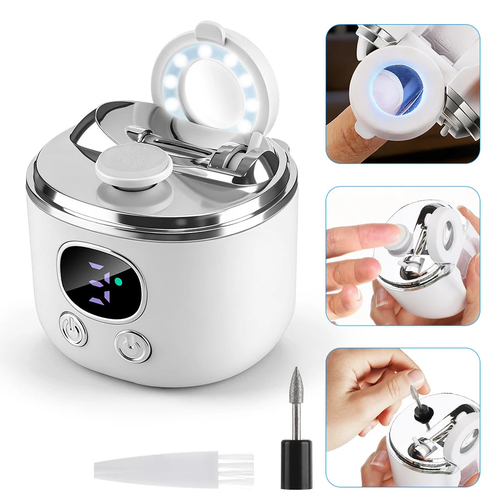 Automatic Electric Nail Clipper with LED Magnifier for Seniors and Adults