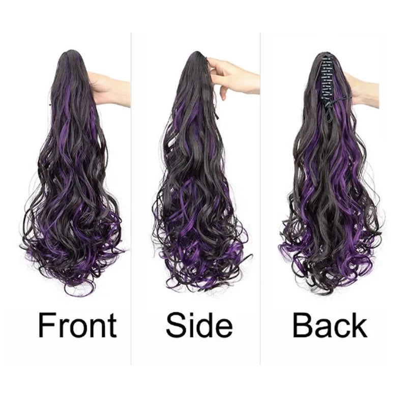18 Inch Colorful Curly Claw Clip Ponytail Hair Extension