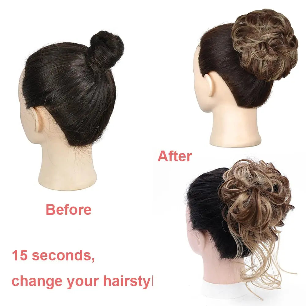 Messy Curly Hair Bun Extension for Instant Volume