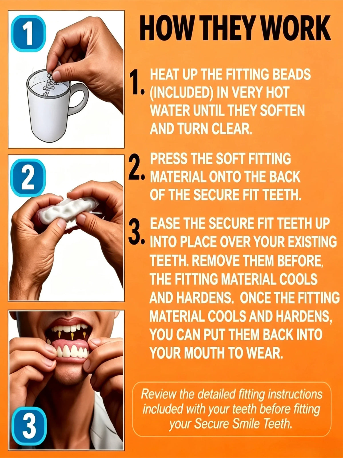Comfort Fit Cosmetic Smile Teeth for Instant Natural Looking Coverage