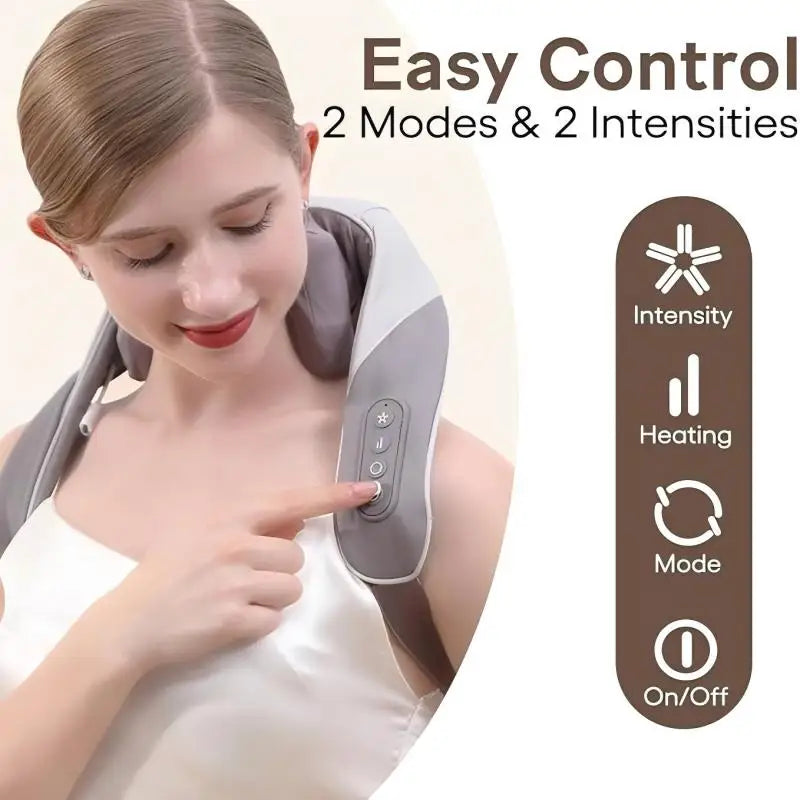 Wireless 6D Neck and Shoulder Massage Pillow with Deep Tissue Heat Therapy