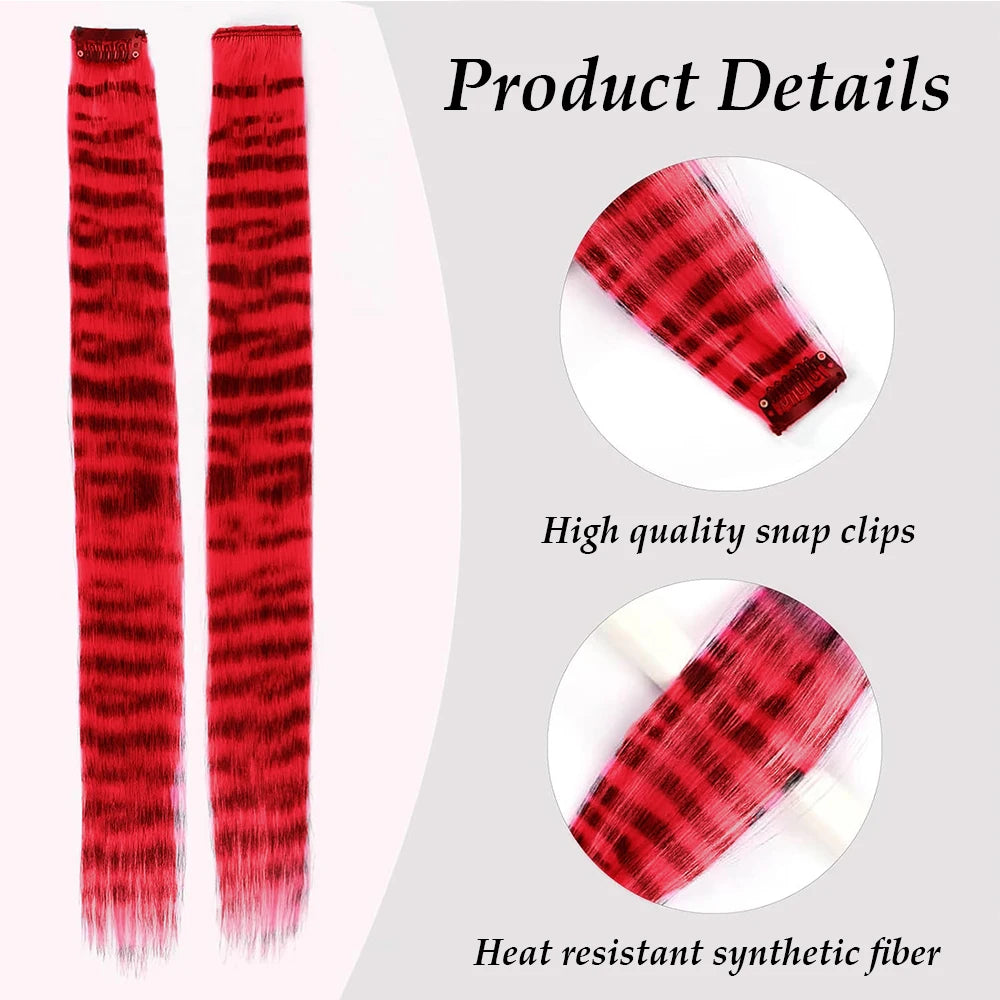 Stripe Printed Clip-In Hair Extensions for Parties and Daily Wear - 7