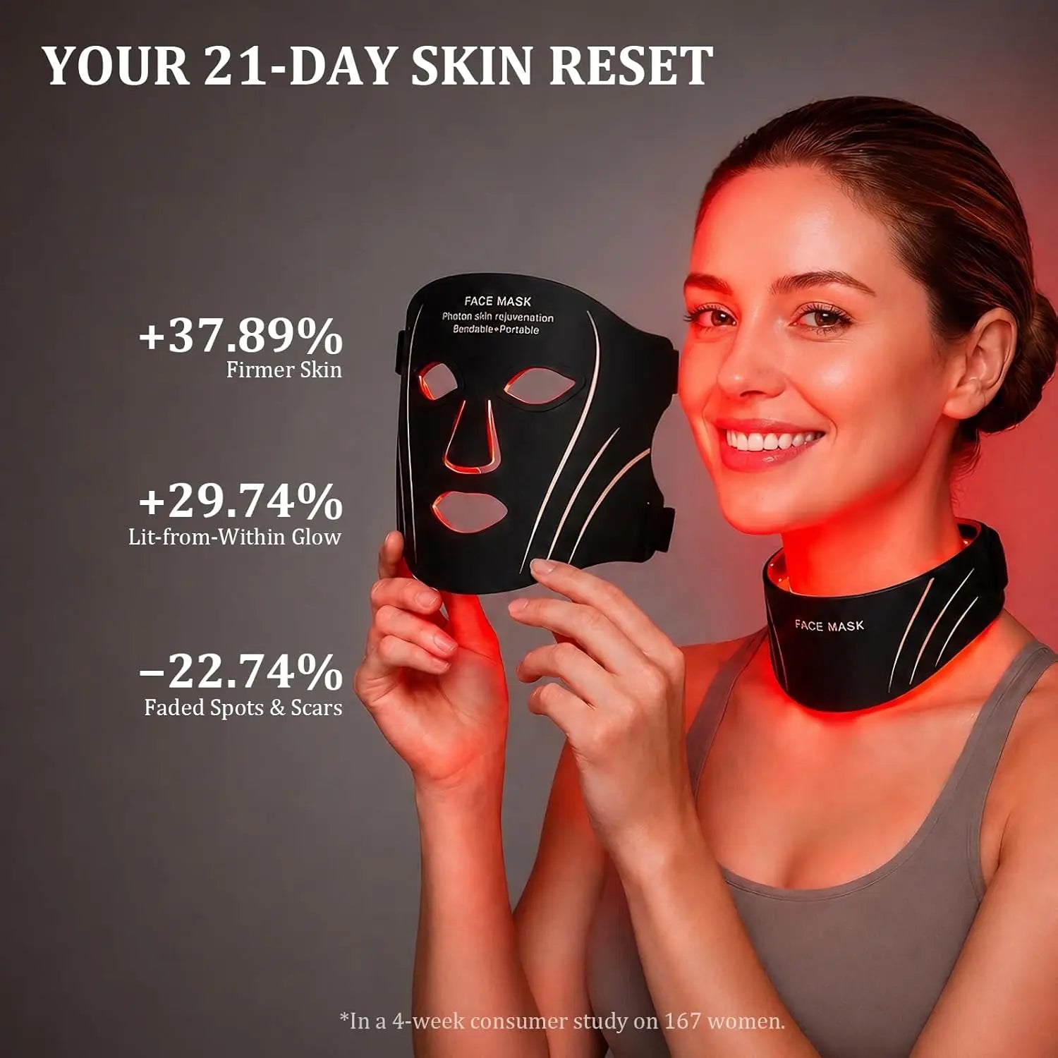 7-Color LED Photon Face and Neck Mask for Skin Rejuvenation and Lifting - 10