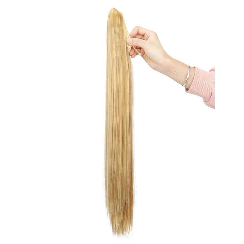 24-Inch Long Straight Claw Clip-On Ponytail Hair Extension - 10