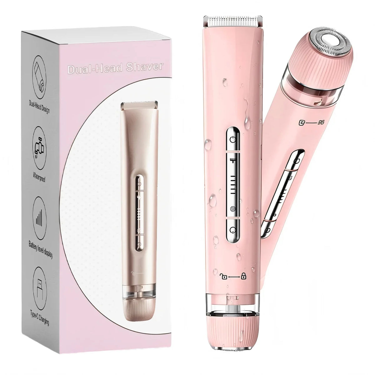 Waterproof Dual Head Electric Hair Remover for Bikini and Body Grooming