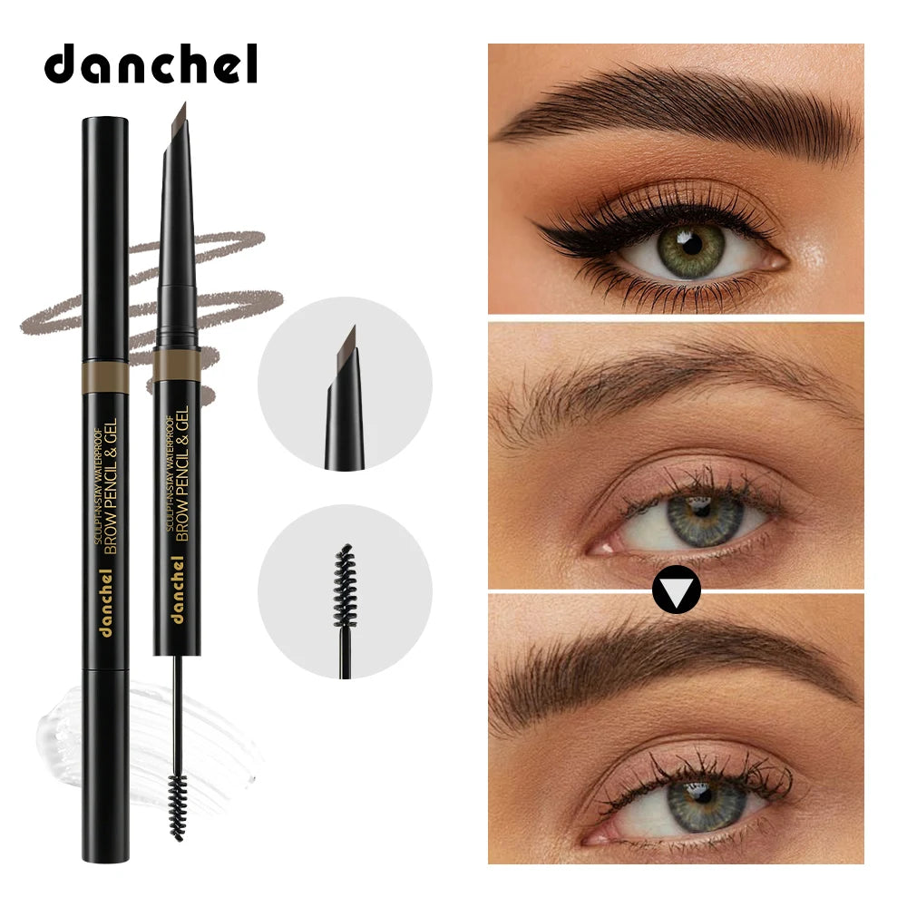 2-in-1 Waterproof Eyebrow Pencil and Gel for Natural Smudge-Proof Brows