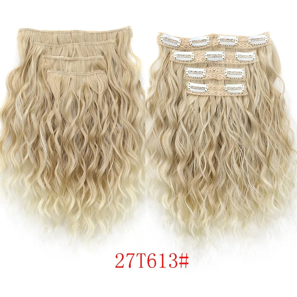 12-Inch Wavy Curly Clip-In Hair Extensions Set