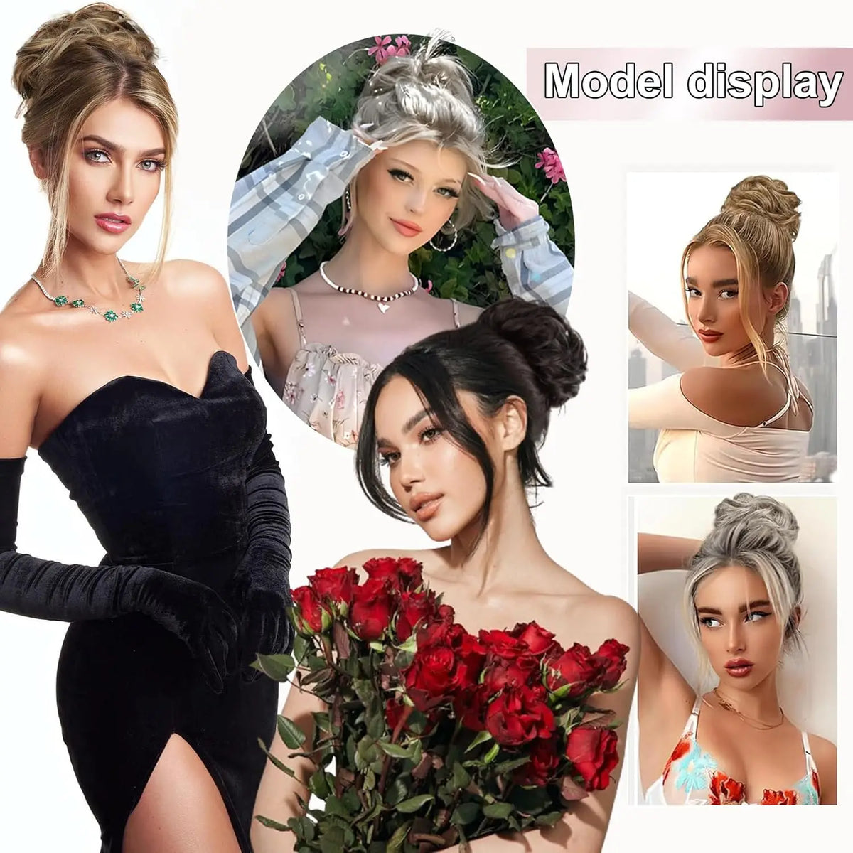 Messy Wavy Bun Hair Extension with Claw Clip for Instant Volume