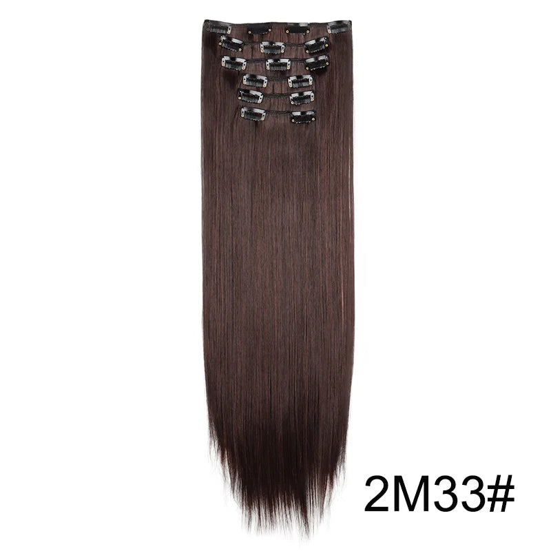 24-Inch Long Straight Clip-In Hair Extensions for Women - 9