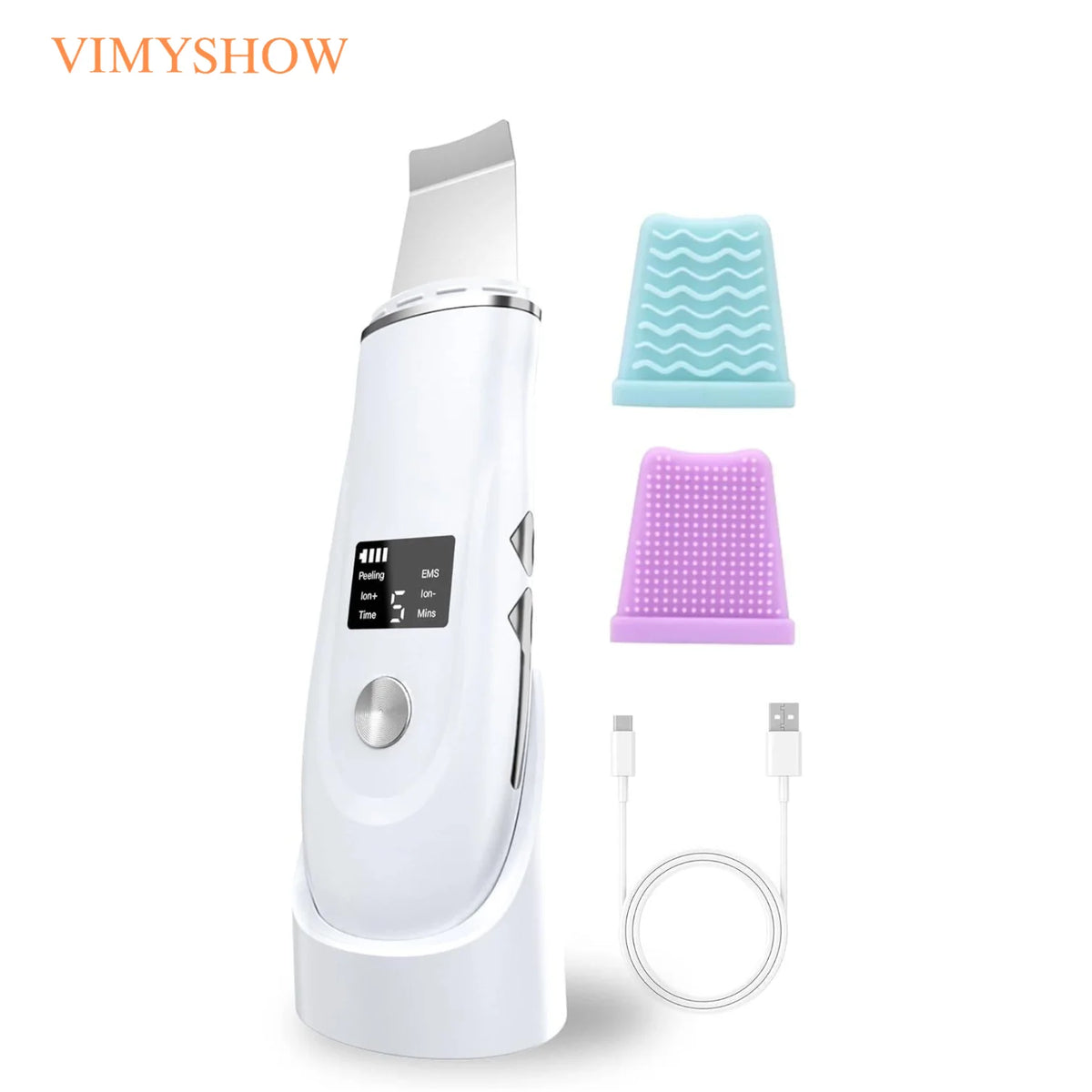 Ultrasonic Facial Skin Scrubber and Pore Cleansing Spatula Device
