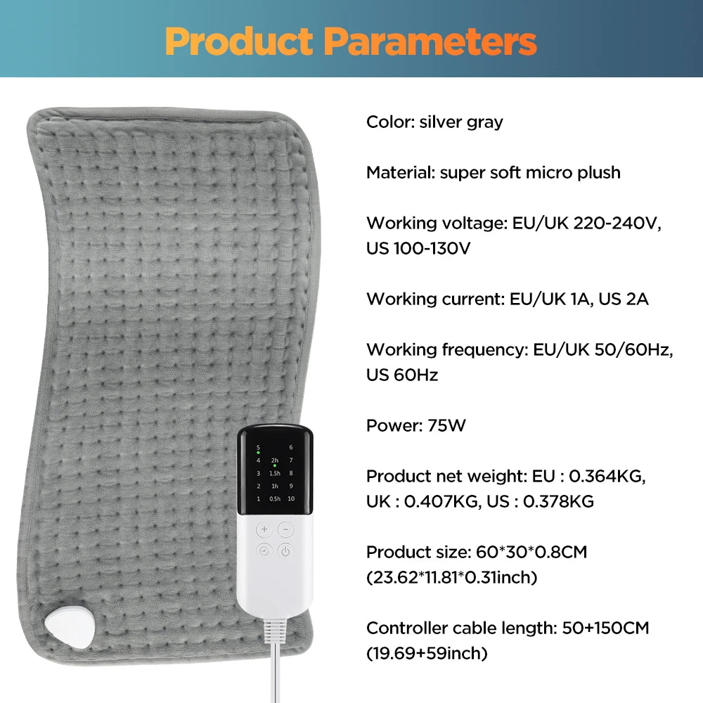 Electric Heating Pad for Muscle Pain Relief and Full Body Warmth