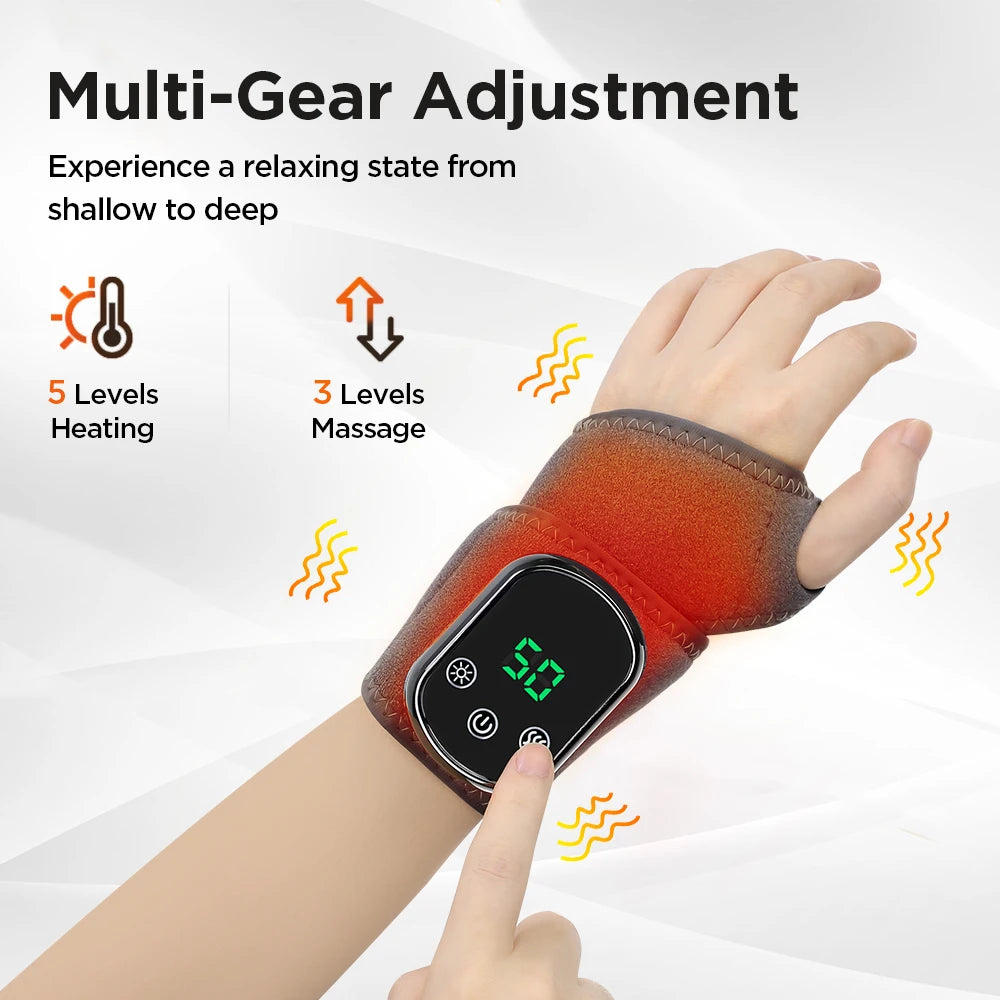 Heated Wrist Massager Wrap with Adjustable Vibration for Joint Pain Relief - 5