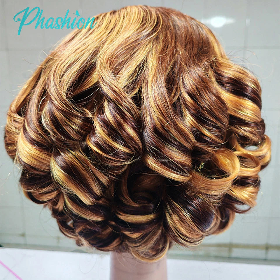 Pixie Cut Human Hair Bob Wig with Lace Frontal - 1