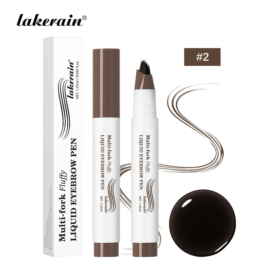 Waterproof Multi-Fork Liquid Eyebrow Pen for Natural Fluffy Brows