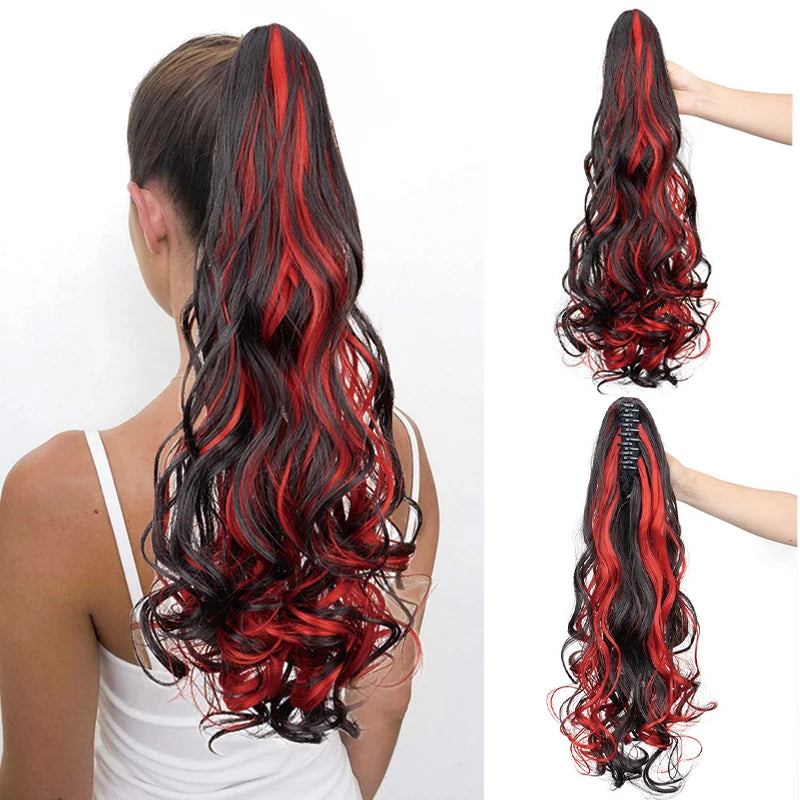 18 Inch Colorful Curly Claw Clip Ponytail Hair Extension