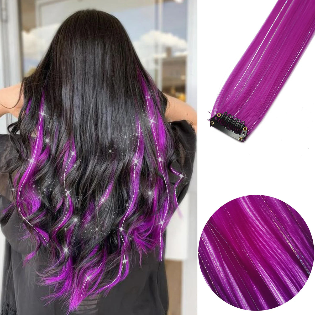 22-Inch Colored Clip-In Hair Extension Highlights