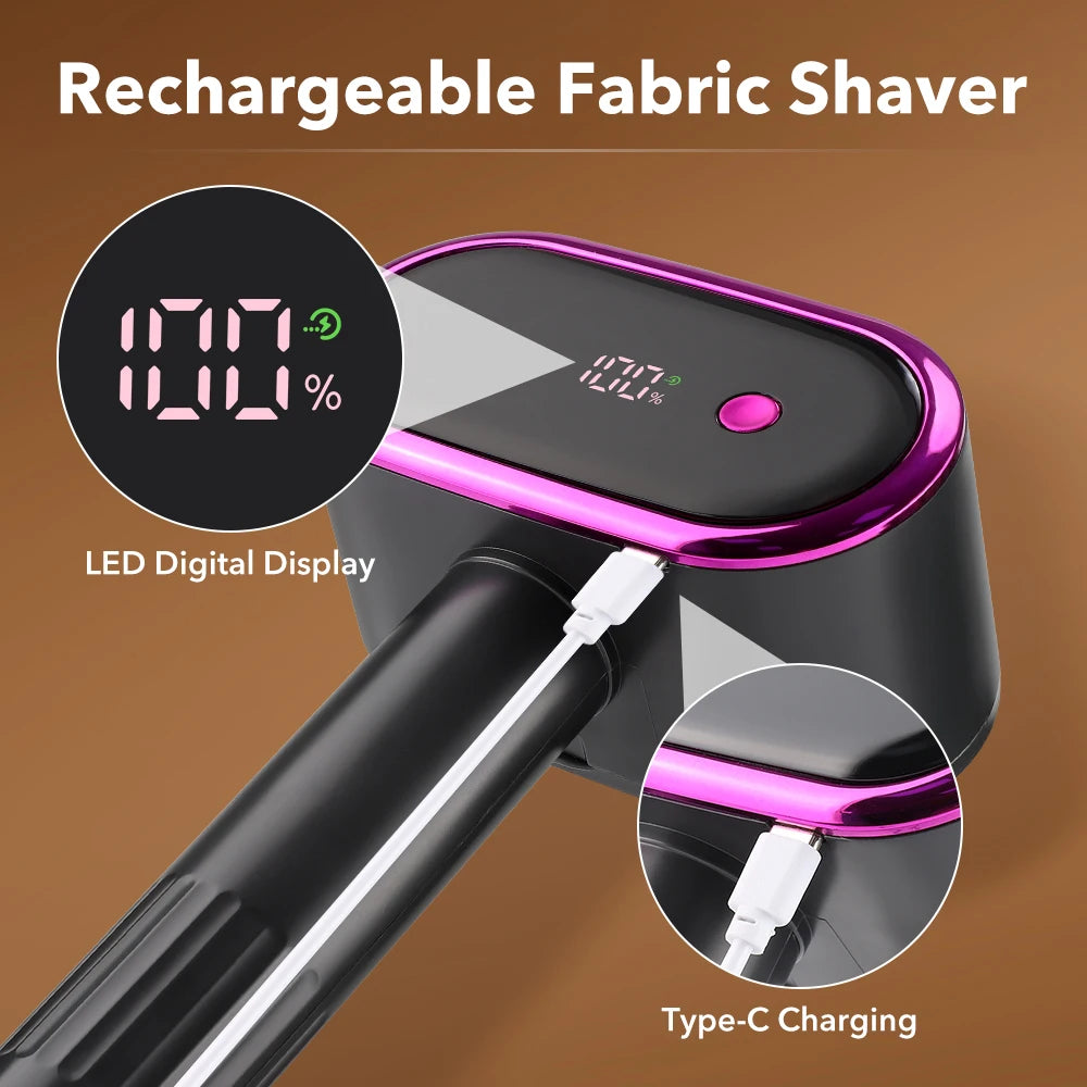 Rechargeable Electric Fabric Shaver with 5 Speed Settings and LED Display - 13