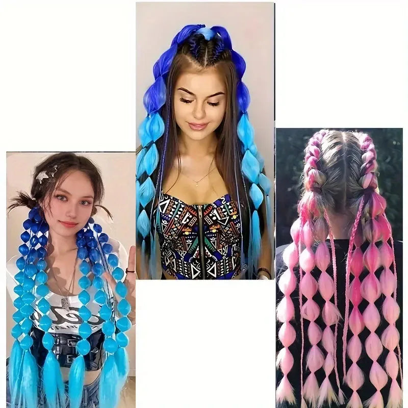 Colorful Bubble Braid Ponytail Extension for Women