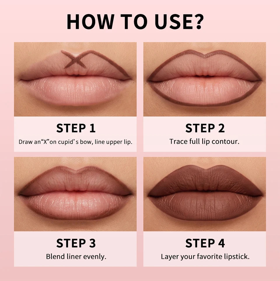 Waterproof Matte Lip Liner Pencil for Long Lasting Precision Definition - 17