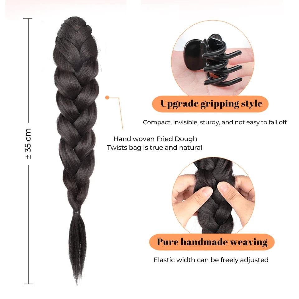 Clip-On Braided Ponytail Hair Extension for Instant Voluminous Styles - 4