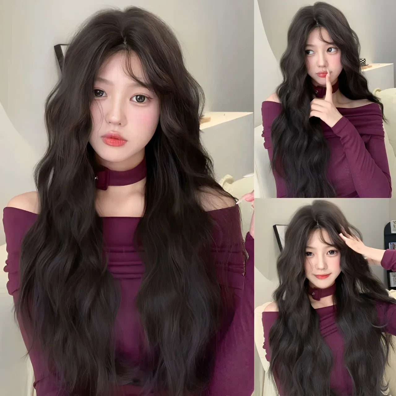 Long Deep Wave Lolita Wig with Bangs - 37