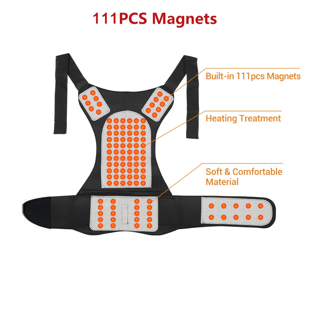 Self-Heating Tourmaline Magnetic Back and Shoulder Support Brace - 25