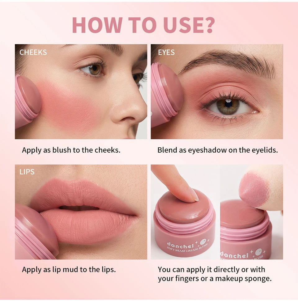 Long-Lasting Soft Cream Blush for Cheeks, Lips, and Eyes - 16