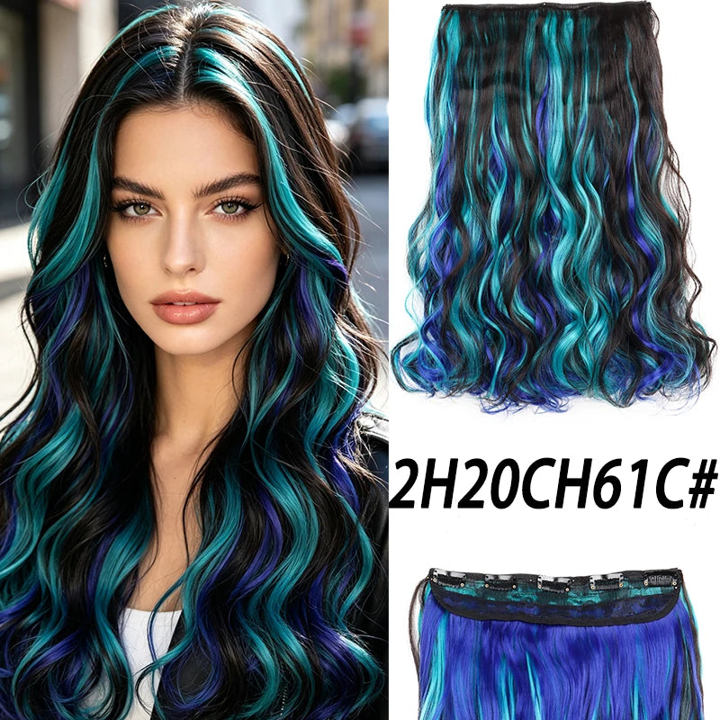 18-Inch Curly Clip-In Hair Extensions with Highlights