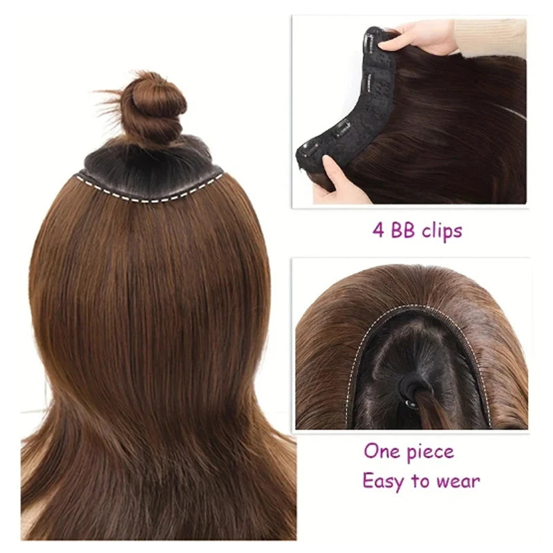 Short Straight V-Shaped Half Wig Hair Extension for Women