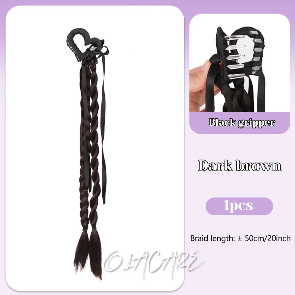 Long Clip-In Bubble Braid Ponytail Hair Extension for Daily Styling - 20