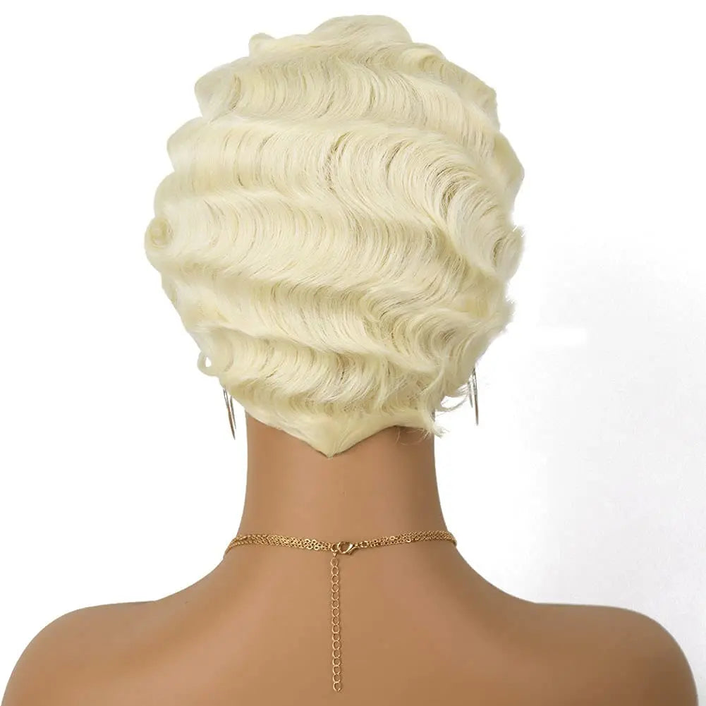 Short Curly Finger Wave Wig for Women 1920s Cosplay and Daily Use
