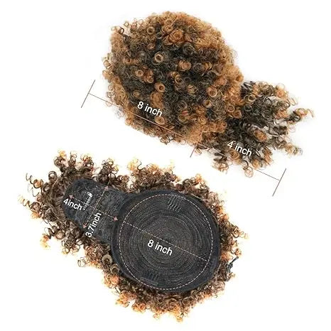 Curly Afro Puff Ponytail Extension with Bangs - 6