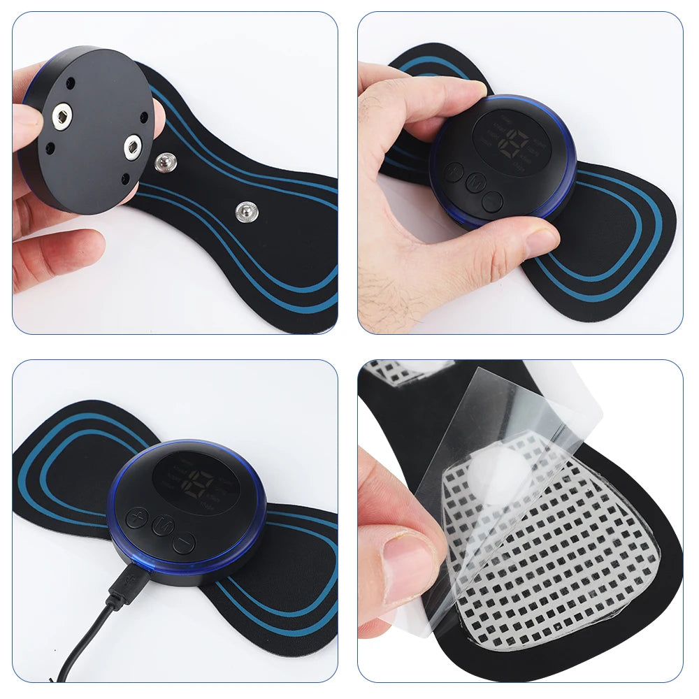 Portable Electric Body Massage Patch with Remote for Pain Relief - 16