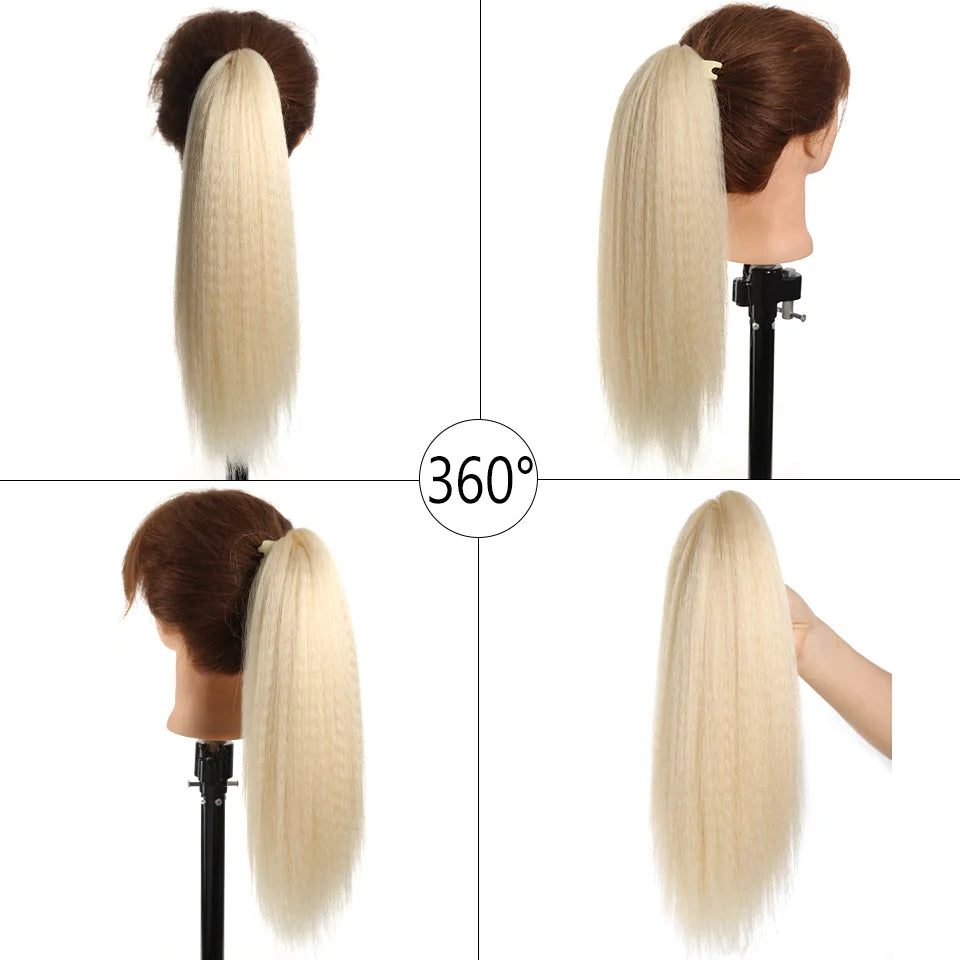 12-Inch Kinky Straight Ponytail Hair Extension for Women - 5