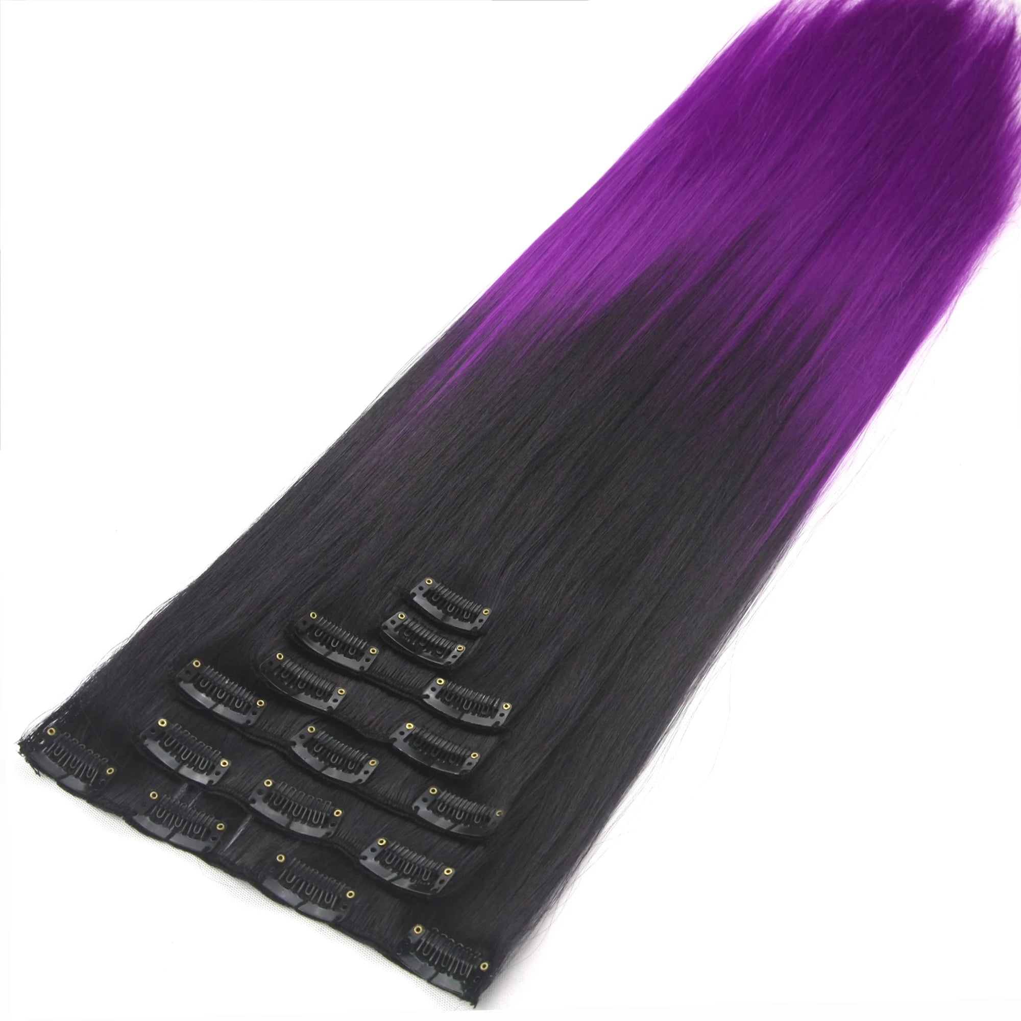 Straight Ombre Clip-In Synthetic Hair Extensions - 5