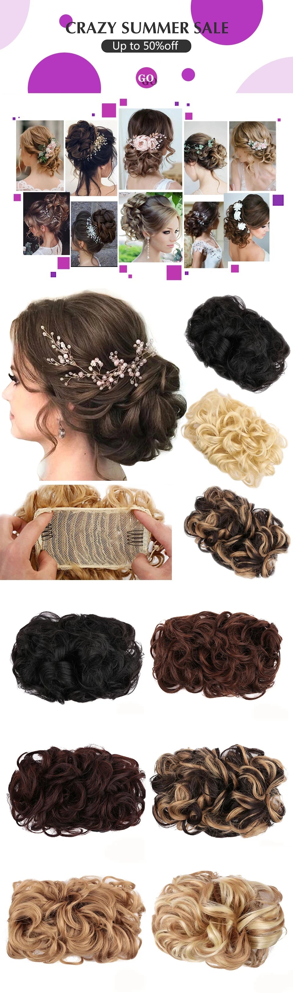 Messy Curly Hair Bun Scrunchie for Instant Elegant Updo Hairstyles - 6