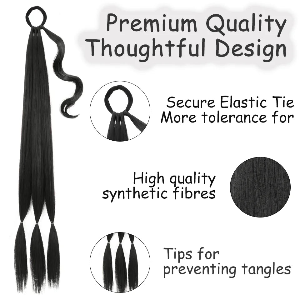 30-Inch Long Braided Ponytail Hair Extension for Daily Styling