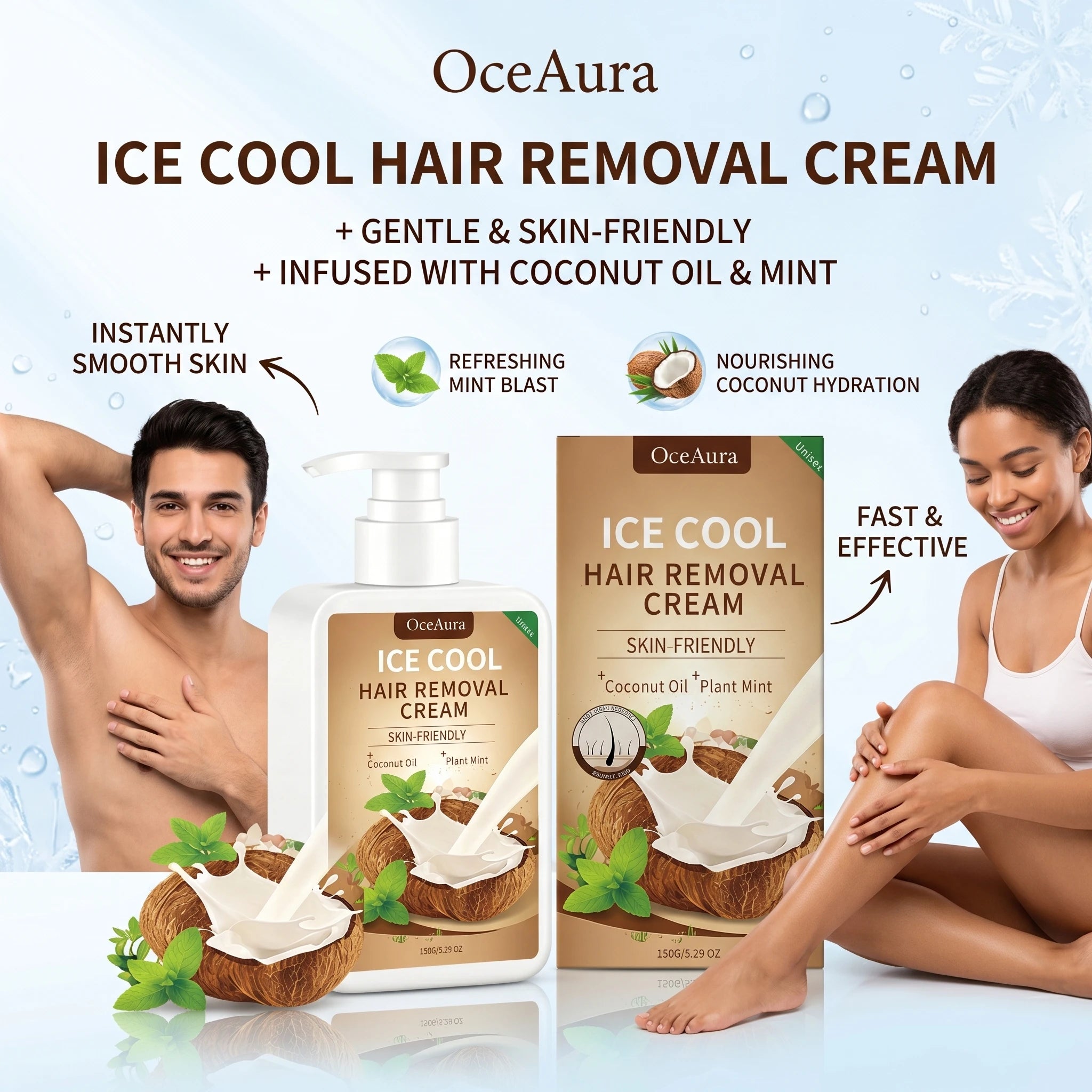 Painless Cooling Hair Removal Cream for Face and Body - 2